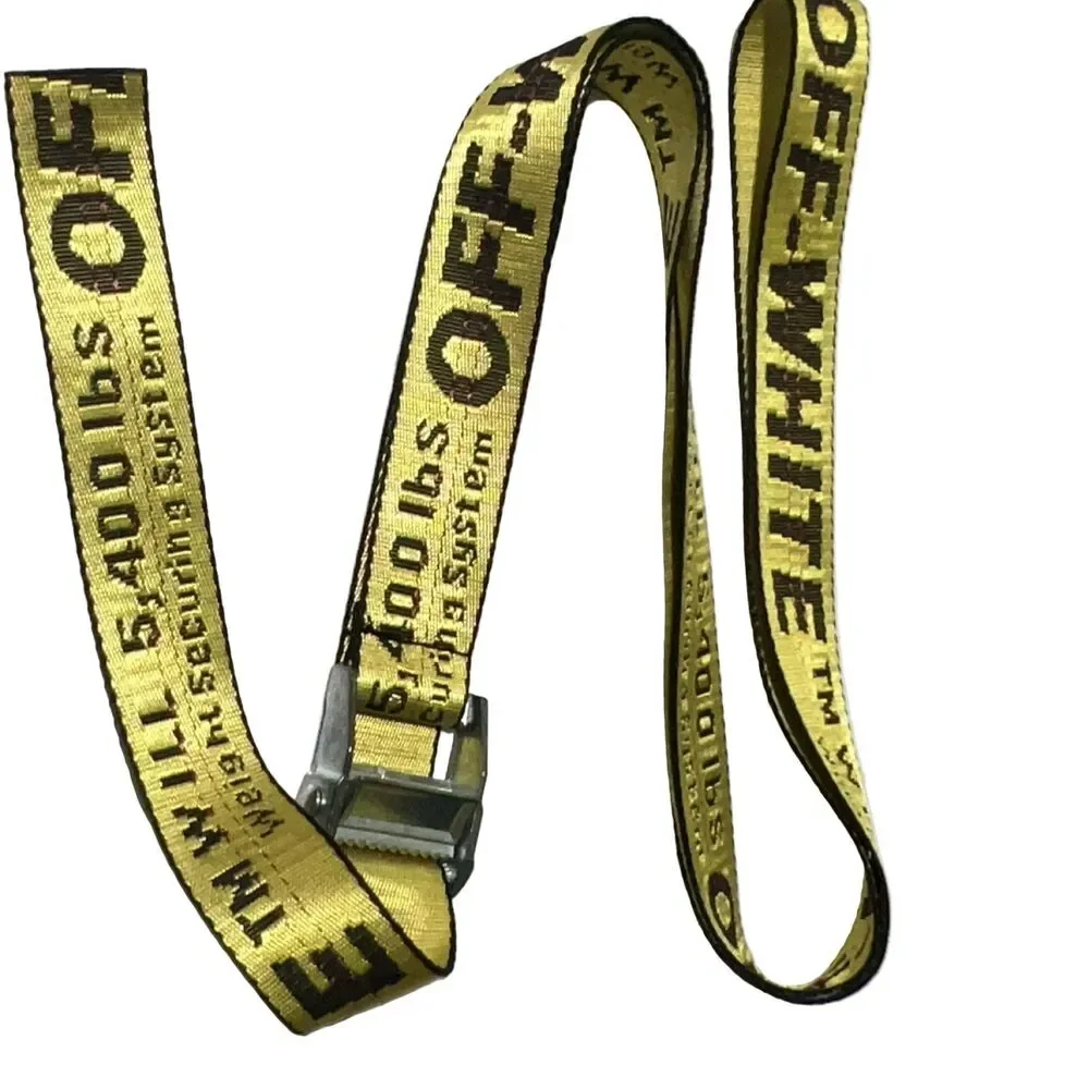 OFF-WHITE Industrial Belt Yellow Black Nylon Webbing Metal Buckle
